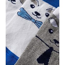 Cute Walk by Babyhug Knit Anti Bacterial Ankle Length Socks With Animal Design Pack of 3 - Multicolor