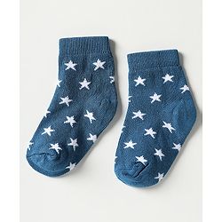 Cutewalk by Babyhug Ankle Length Anti-Bacterial Socks with Star Design & Stripes Pack of 3 - Navy Blue