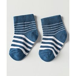 Cutewalk by Babyhug Ankle Length Anti-Bacterial Socks with Star Design & Stripes Pack of 3 - Navy Blue