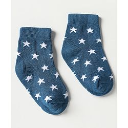 Cutewalk by Babyhug Ankle Length Anti-Bacterial Socks with Star Design & Stripes Pack of 3 - Navy Blue