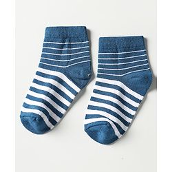 Cutewalk by Babyhug Ankle Length Anti-Bacterial Socks with Star Design & Stripes Pack of 3 - Navy Blue