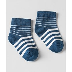 Cutewalk by Babyhug Ankle Length Anti-Bacterial Socks with Star Design & Stripes Pack of 3 - Navy Blue
