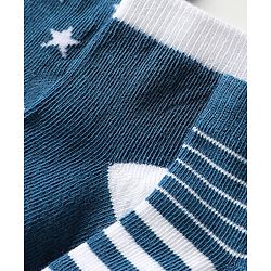 Cutewalk by Babyhug Ankle Length Anti-Bacterial Socks with Star Design & Stripes Pack of 3 - Navy Blue