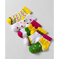 Cute Walk by Babyhug Knit Anti Bacterial Ankle Length Designed Socks Pack of 5 - Multicolor
