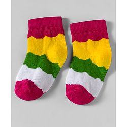 Cute Walk by Babyhug Knit Anti Bacterial Ankle Length Designed Socks Pack of 5 - Multicolor
