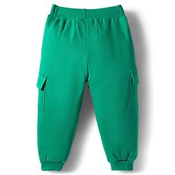Babyhug Knit Premium Light Gauge 100% Cotton Terry Full Sleeves Top and Joggers Set With Front & Back Floral Print - Green
