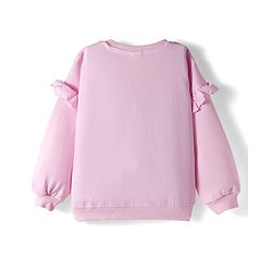 Babyhug Knit Premium Light Gauge Terry Full Sleeves Top and Joggers Set with Floral Embroidery - Pink