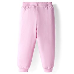 Babyhug Knit Premium Light Gauge Terry Full Sleeves Top and Joggers Set with Floral Embroidery - Pink