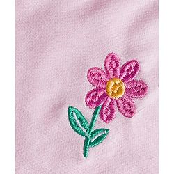 Babyhug Knit Premium Light Gauge Terry Full Sleeves Top and Joggers Set with Floral Embroidery - Pink