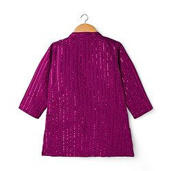 Babyhug Cotton Woven Full Sleeves Kurta Dhoti Set with Sequin Detailing - Purple