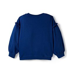 Babyhug Knit Premium Light Gauge Terry Full Sleeves Top & Lounge Pant Set with Cherry Embroidery - Navy Blue