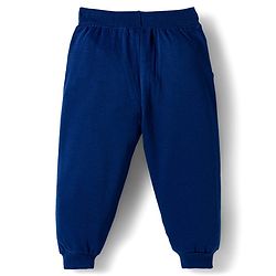 Babyhug Knit Premium Light Gauge Terry Full Sleeves Top & Lounge Pant Set with Cherry Embroidery - Navy Blue