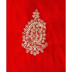 Babyhug Velvet Woven Full Sleeves Kurta Dhoti Set with Embroidery & Sequin Detailing - Red
