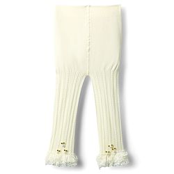 Babyhug Cotton Woven Full Sleeves Frock With Pearl Embellished Leggings & Frill Detailing - Olive Green & White