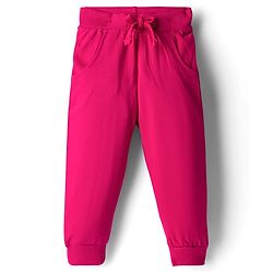 Babyhug Knit Premium Light Gauge Terry Full Sleeves Top & Lounge Pant Co-ord Set With Floral Embroidery - Fuchsia