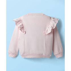 Babyhug Knit Premium Light Gauge Terry Full Sleeves Top and Lounge Pant Set With Stars Print & Frill Detailing - Pink