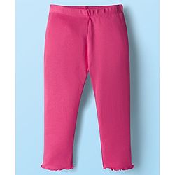 Babyhug Knit Premium Light Gauge Terry Full Sleeves Top and Lounge Pant Set With Stars Print & Frill Detailing - Pink