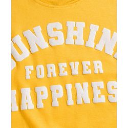 Babyhug Knit Premium Light Gauge Terry Full Sleeves Top and Jogger Set with Sunshine Forever Text Print - Yellow