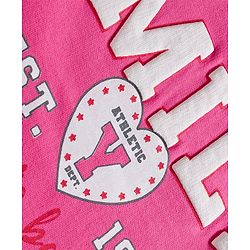 Babyhug Knit Premium Light Gauge Terry Full Sleeves Top and Joggers Set with Smile Text Print - Pink