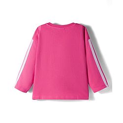 Babyhug Knit Premium Light Gauge Terry Full Sleeves Top and Joggers Set with Smile Text Print - Pink