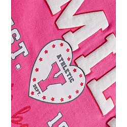 Babyhug Knit Premium Light Gauge Terry Full Sleeves Top and Joggers Set with Smile Text Print - Pink