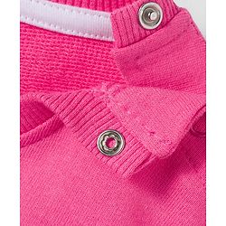 Babyhug Knit Premium Light Gauge Terry Full Sleeves Top and Joggers Set with Smile Text Print - Pink