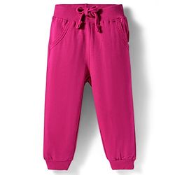 Babyhug Knit Premium Light Gauge Terry Full Sleeves Solid Color Top & Joggers Set with Lace Frill Detailing - Maroon