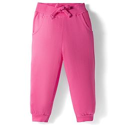 Babyhug Knit Premium Light Gauge Terry Full Sleeves Top and Joggers Set with Heart & Animal  Print - Pink