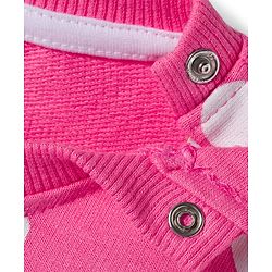 Babyhug Knit Premium Light Gauge Terry Full Sleeves Top and Joggers Set with Heart & Animal  Print - Pink