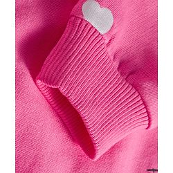 Babyhug Knit Premium Light Gauge Terry Full Sleeves Top and Joggers Set with Heart & Animal  Print - Pink