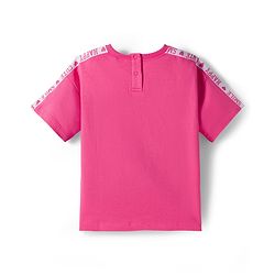 Babyhug Terry Knit Half Sleeves Top and Lounge Pant Set with Today Will Be Awesome Text Print - Pink