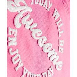 Babyhug Terry Knit Half Sleeves Top and Lounge Pant Set with Today Will Be Awesome Text Print - Pink