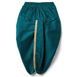 Babyhug Cotton Woven Full Sleeves Kurta Dhoti Set with Borcade Jacket & Floral Embroidery - Teal Blue