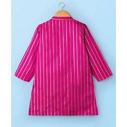 Babyhug Cotton Woven Full Sleeves Kurta Dhoti Set with Dobby Embroidery - Fuchsia