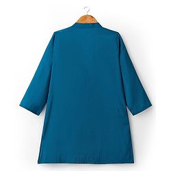 Babyhug Woven Full Sleeves Kurta Pajama Set with Jacket Embroidery & Sequin Detailing - Teal Blue