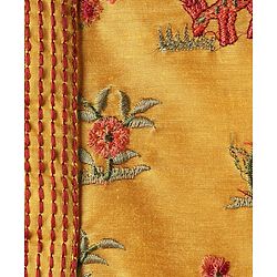 Babyhug Cotton Woven Full Sleeves Deer & Floral Embroidered Kurta Dhoti Set - Mustard