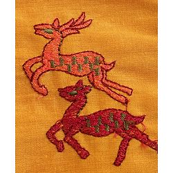 Babyhug Cotton Woven Full Sleeves Deer & Floral Embroidered Kurta Dhoti Set - Mustard
