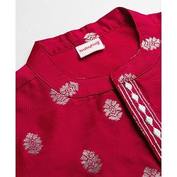Babyhug Brocade Woven Full Sleeves Kurta Pajama Set with Motif Embroidery - Maroon