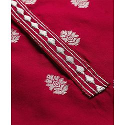 Babyhug Brocade Woven Full Sleeves Kurta Pajama Set with Motif Embroidery - Maroon