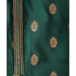 Babyhug Brocade Woven Full Sleeves Kurta Pajama Set With Floral Print - Dark Green