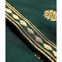 Babyhug Brocade Woven Full Sleeves Kurta Pajama Set With Floral Print - Dark Green