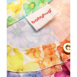 Babyhug Woven Full Sleeves Kurta Pajama Set With Floral Print - Multicolour