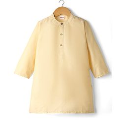 Babyhug Cotton Woven Full Sleeves Kurta Pajama Set With Embroidered Jacket - Beige