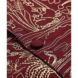 Babyhug Cotton Woven Full Sleeves Kurta Pajama Set With Embroidered Jacket - Beige