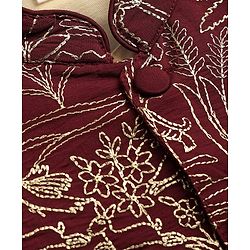 Babyhug Cotton Woven Full Sleeves Kurta Pajama Set With Embroidered Jacket - Beige