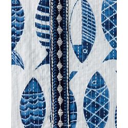 Babyhug Cambric Woven Full Sleeves Kurta Pajama Set with Fish Print - White & Blue