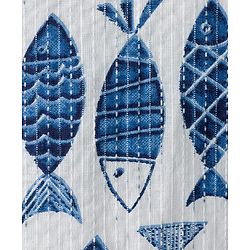 Babyhug Cambric Woven Full Sleeves Kurta Pajama Set with Fish Print - White & Blue