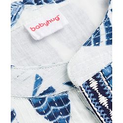Babyhug Cambric Woven Full Sleeves Kurta Pajama Set with Fish Print - White & Blue