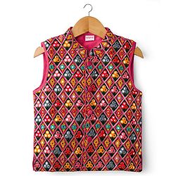 Babyhug Cotton Woven Full Sleeves Solid Kurta Pajama Set with Embroidered Nehru Jacket - Dark Pink