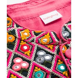 Babyhug Cotton Woven Full Sleeves Solid Kurta Pajama Set with Embroidered Nehru Jacket - Dark Pink